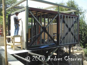 This shot depicts the new Darwins Frog breeding facility as it was being built at the national Zoo in Santiago. The public will be able to see exactly what is happening in the facility as one entire wall of the structure is glass.