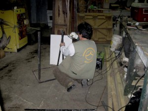 Talented zoo staff welded a stand for the mister pump and bucket.