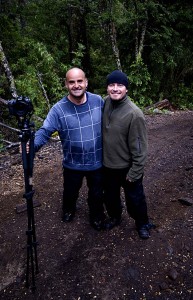 Andy and Dante pose in the field for a quick shot after a great day of looking for Darwin's Frogs.