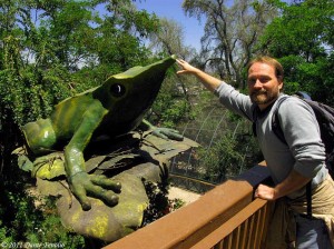 The Darwin's Frog sculpture that artist Bernardo Oryan produced now sits to the left of the lab.