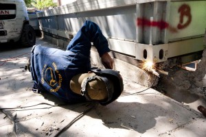 The base of the units were welded to the platforms